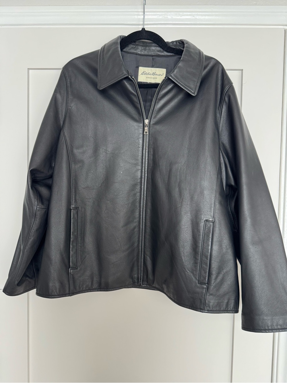 Vintage Eddie Bauer Black Leather Zip Jacket